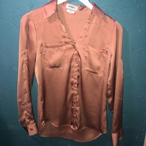 Express “Portofino- Slim Fit” Rose Gold Blouse